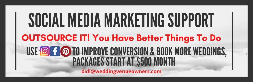 Social media marketing for wedding venues, wedding venue manager, social media support, wedding business coach, wedding business education