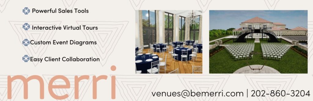 BeMerri.com Wedding Venue Virtual Tour Programs, Wedding Venue Tour, Wedding Venue Sales Tool, Wedding Venue Technology, Wedding Venue Floor Plans
