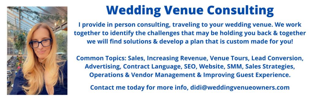 Wedding venue coach, wedding venue consulting, wedding venue expert, wedding expert, wedding coach, wedding education
