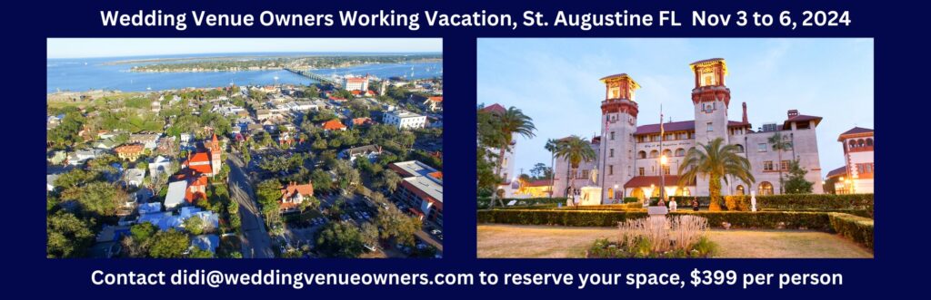 Wedding venue owners working vacation St. Augustine Florida