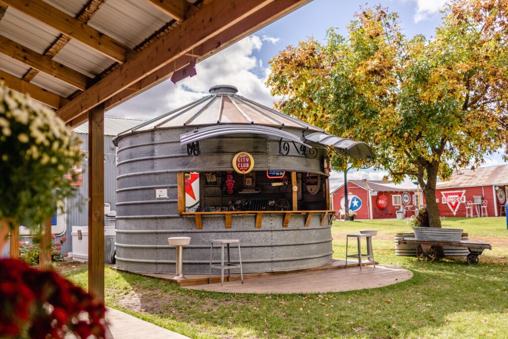 Locally Owned Wedding Venue Minneapolis Minnesota, Grain Silo, Silo Bar, Custom wedding bar, red barn, Alexandria Minnesota, Adlers Ranch, vintage wedding venue, support locally owned wedding venues, choose locally owned, wedding venue education, wedding venue map, wedding venue owners, wedding ranch, wedding farm, wedding business, wedding gas station, vintage vibes, American Pickers Wedding, vintage signs