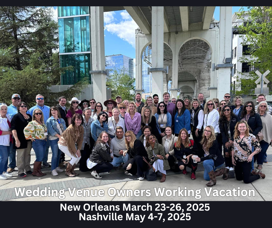 Wedding venue owners working vacation, wedding venue education, wedding venue consulting, wedding venue coach