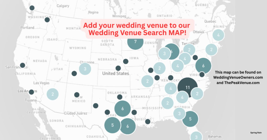 Wedding venue search map featuring small business wedding venues