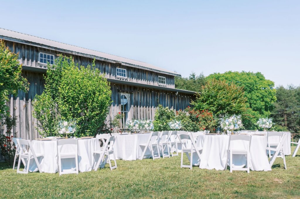 Planning A Chattanooga Wedding: Complete Guide For Newly Engaged Couples Elegant wedding reception inside The Barn at Drewia Hill wedding venue near Chattanooga Tennessee
