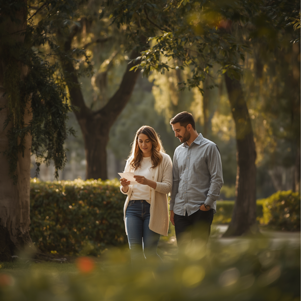 Couple discussing finances before getting engaged