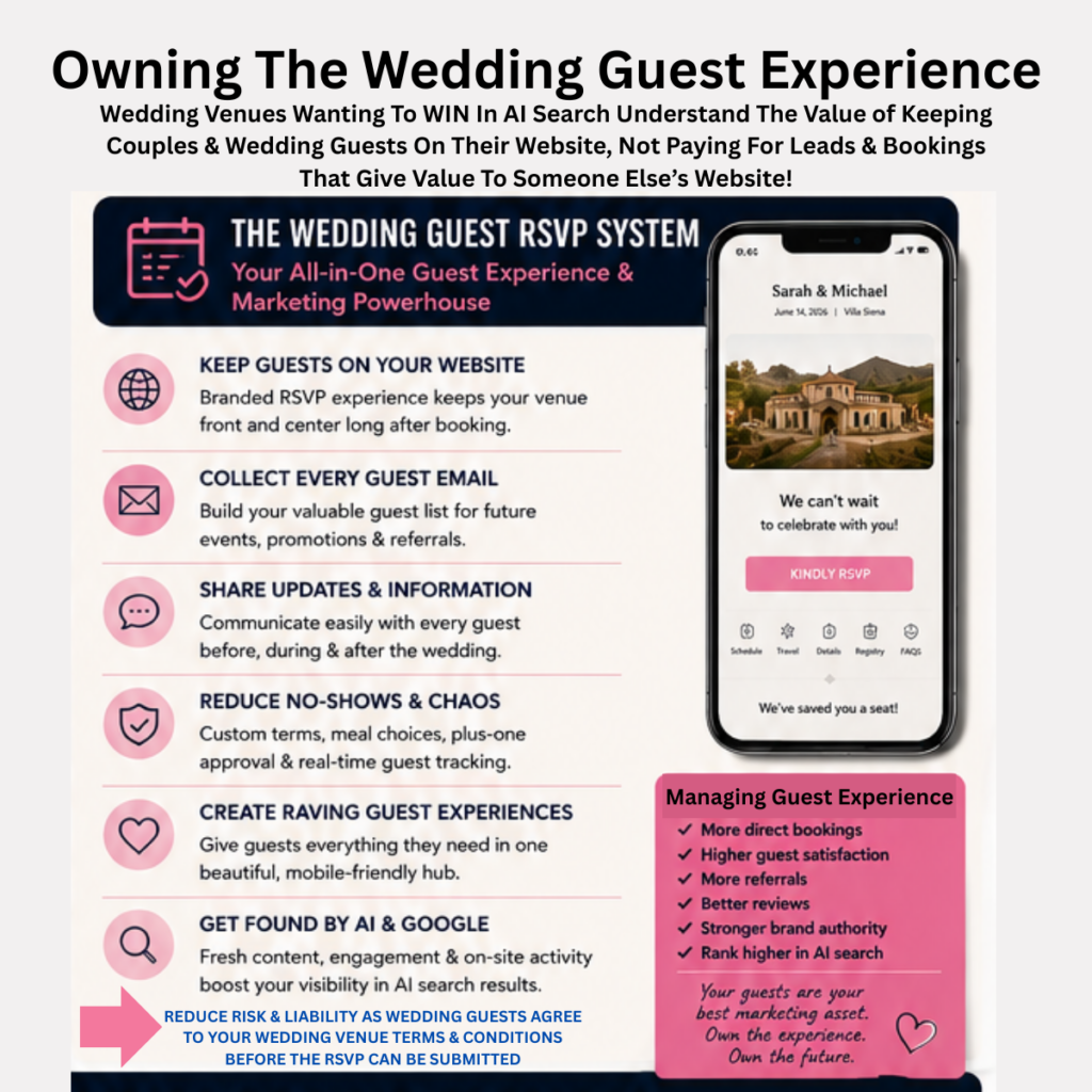 Free wedding website and RSVP System for wedding venues managing the wedding guest experience