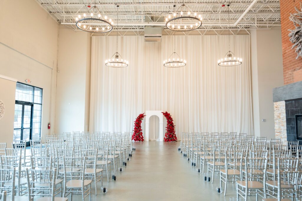 Elegant wedding reception inside The Event at Two Ten in Kernersville near Winston-Salem