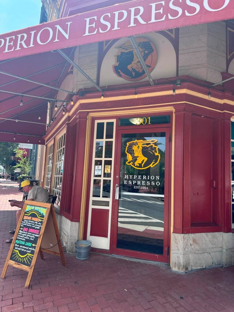 Hyperion Espresso and coffee in downtown Fredericksburg VA