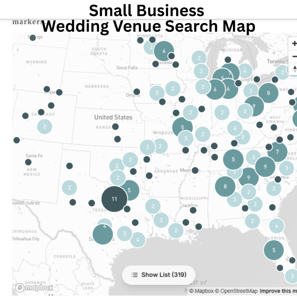 Use our Wedding Venue Search Map to find wedding venues offering the Free Wedding Website & Wedding Guest RSVP System. Join the Wedding Venue Search Facebook Community to find wedding venues, get real couple feedback and research wedding venues across the country.