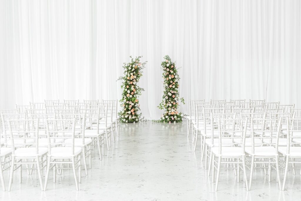 Elegant indoor wedding reception for 200 wedding guests at The Event at Two Ten near Winston Salem