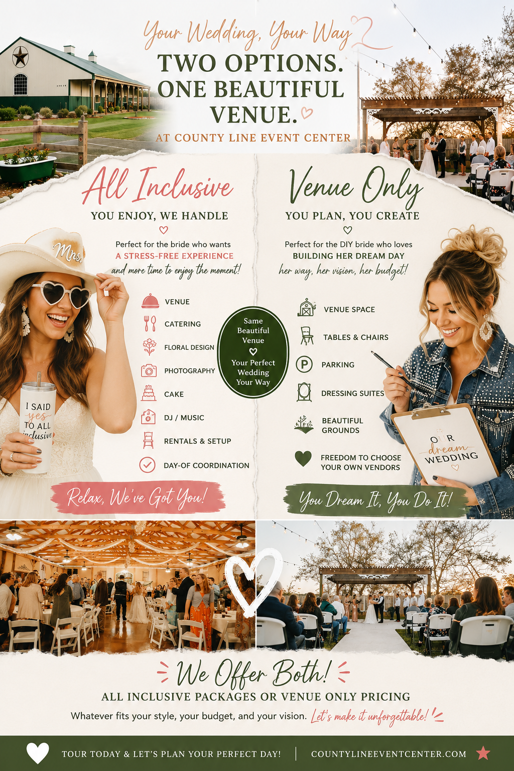 All inclusive wedding venues vs wedding venue only pricing which is better