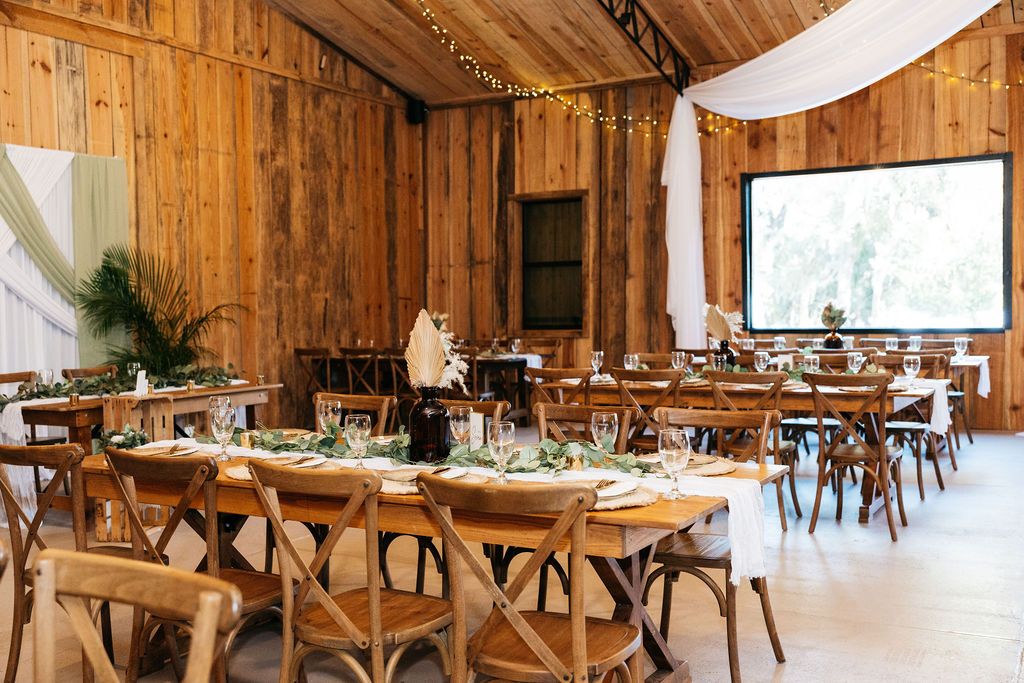 Wedding reception inside Rustic Grace Barn near Orlando Florida