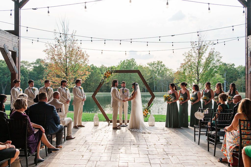 Outdoor forest wedding ceremony at Hanover Reserve in Hamilton Ohio