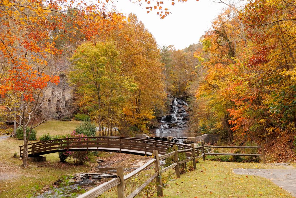 Fall wedding day at an outdoor wedding venue with all inclusive packages near Atlanta