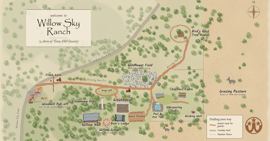 Texas Hill Country wedding venue map offering a scenic setting for destination wedding planning couples in Austin, San Antonio, Dripping Springs & surrounding areas.